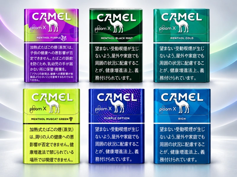 日本CAMEL駱駝菸彈6種口味展示
